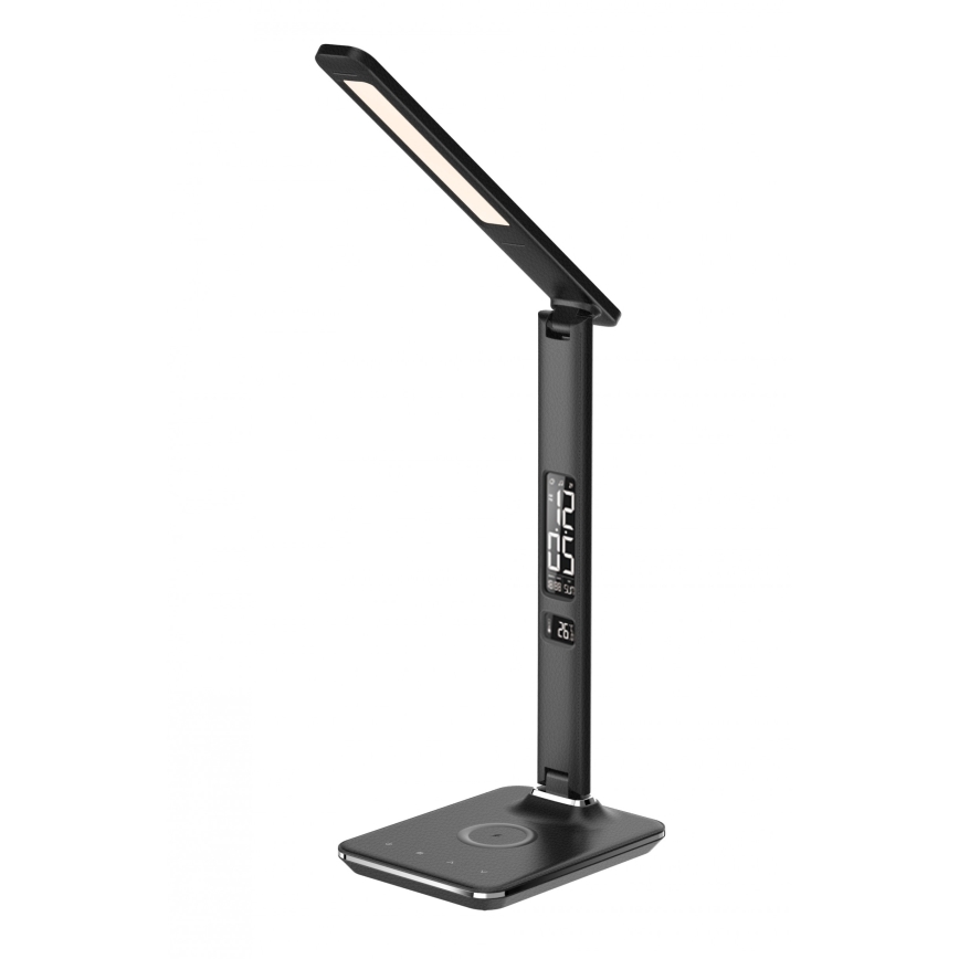 Lampe de table LED à intensité variable avec charge sans fil USB KINGFISHER LED/8,5W/230V noir