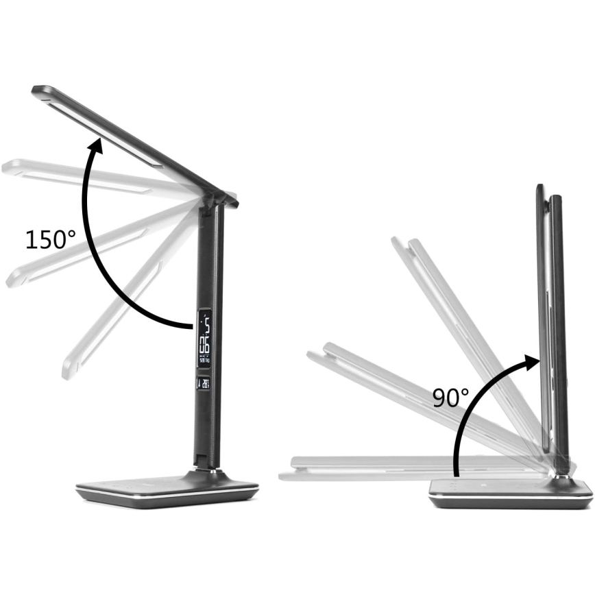Lampe de table LED à intensité variable avec charge sans fil USB KINGFISHER LED/8,5W/230V noir