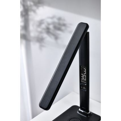 Lampe de table LED à intensité variable avec charge sans fil USB KINGFISHER LED/8,5W/230V noir