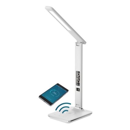 Lampe de table LED à intensité variable avec charge sans fil IQ et USB KINGFISHER LED/8,5W/230V blanc