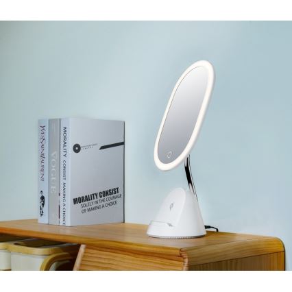 LED dimmbares Kosmetikspiegel mit kabelloser Ladefunktion LED/18W/230V
