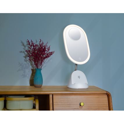 LED dimmbares Kosmetikspiegel mit kabelloser Ladefunktion LED/18W/230V