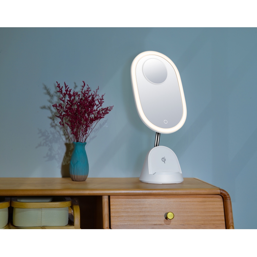 LED dimmbares Kosmetikspiegel mit kabelloser Ladefunktion LED/18W/230V