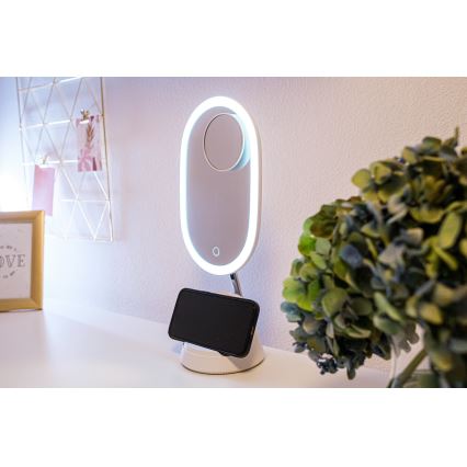 LED dimmbares Kosmetikspiegel mit kabelloser Ladefunktion LED/18W/230V