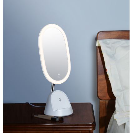 LED dimmbares Kosmetikspiegel mit kabelloser Ladefunktion LED/18W/230V