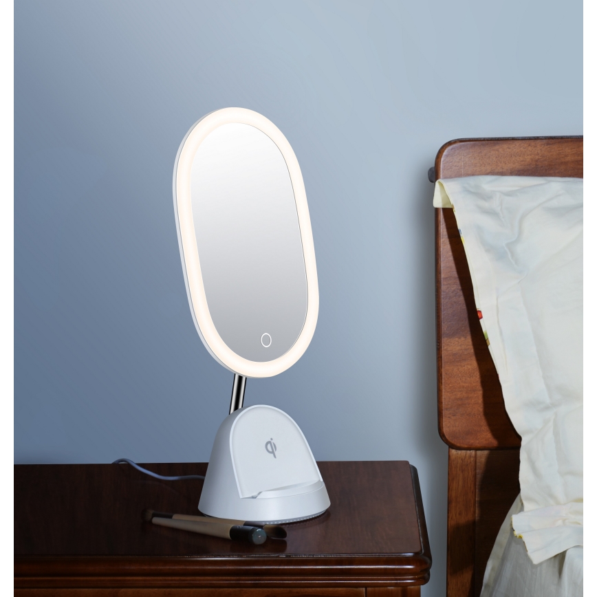 LED dimmbares Kosmetikspiegel mit kabelloser Ladefunktion LED/18W/230V
