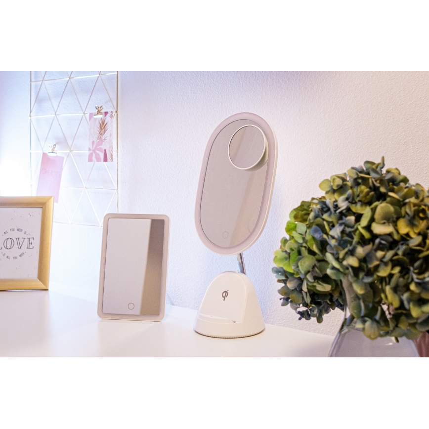 LED dimmbares Kosmetikspiegel mit kabelloser Ladefunktion LED/18W/230V