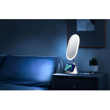 LED dimmbares Kosmetikspiegel mit kabelloser Ladefunktion LED/18W/230V