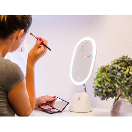 LED dimmbares Kosmetikspiegel mit kabelloser Ladefunktion LED/18W/230V