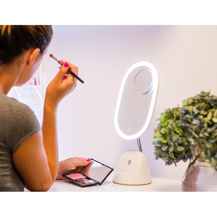 LED dimmbares Kosmetikspiegel mit kabelloser Ladefunktion LED/18W/230V