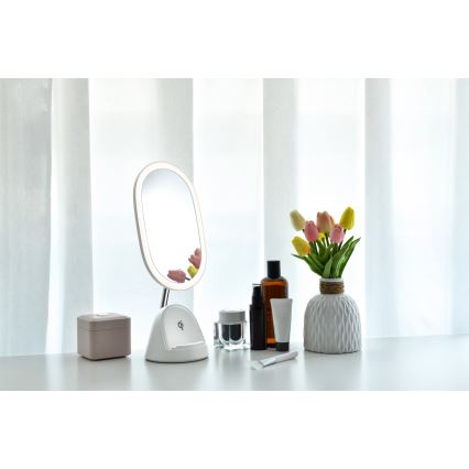 LED dimmbares Kosmetikspiegel mit kabelloser Ladefunktion LED/18W/230V