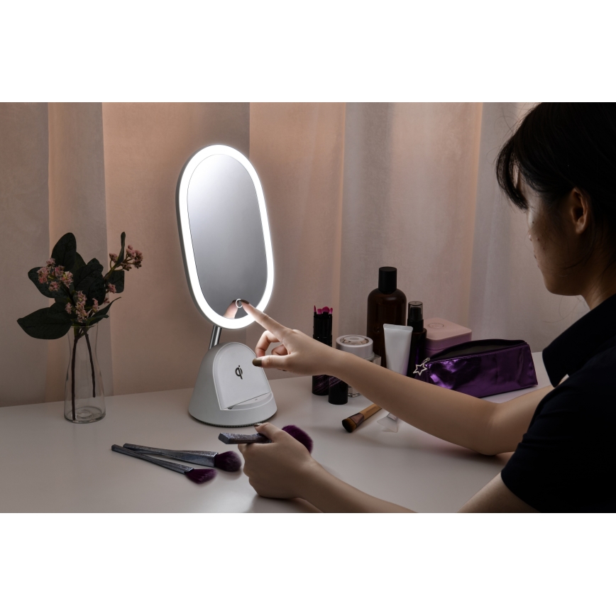 LED dimmbares Kosmetikspiegel mit kabelloser Ladefunktion LED/18W/230V