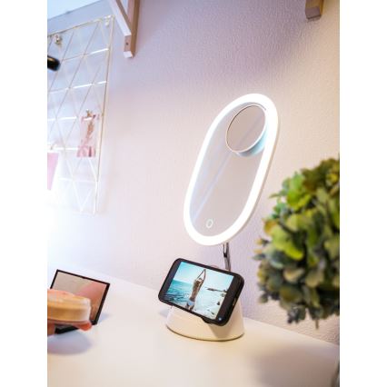 LED dimmbares Kosmetikspiegel mit kabelloser Ladefunktion LED/18W/230V