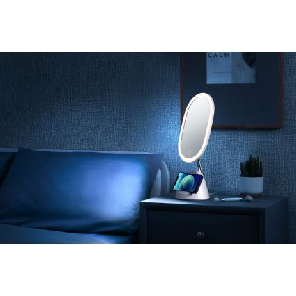 LED dimmbares Kosmetikspiegel mit kabelloser Ladefunktion LED/18W/230V