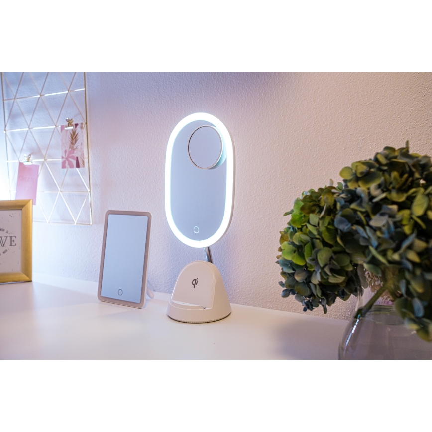 LED dimmbares Kosmetikspiegel mit kabelloser Ladefunktion LED/18W/230V