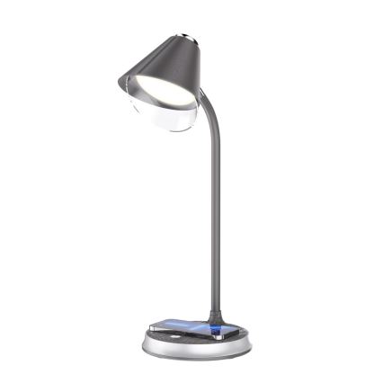 Lampada da tavolo LED dimmerabile con ricarica wireless	 FINCH LED/9W/12/230V grigio/cromo lucido