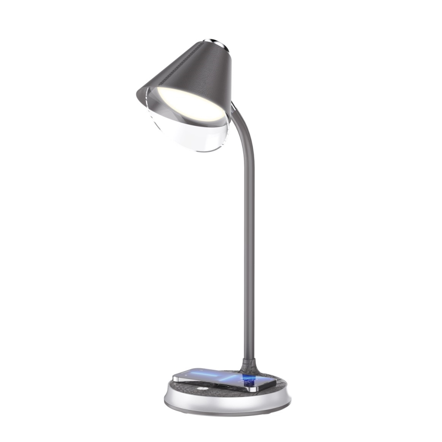 Lampada da tavolo LED dimmerabile con ricarica wireless	 FINCH LED/9W/12/230V grigio/cromo lucido