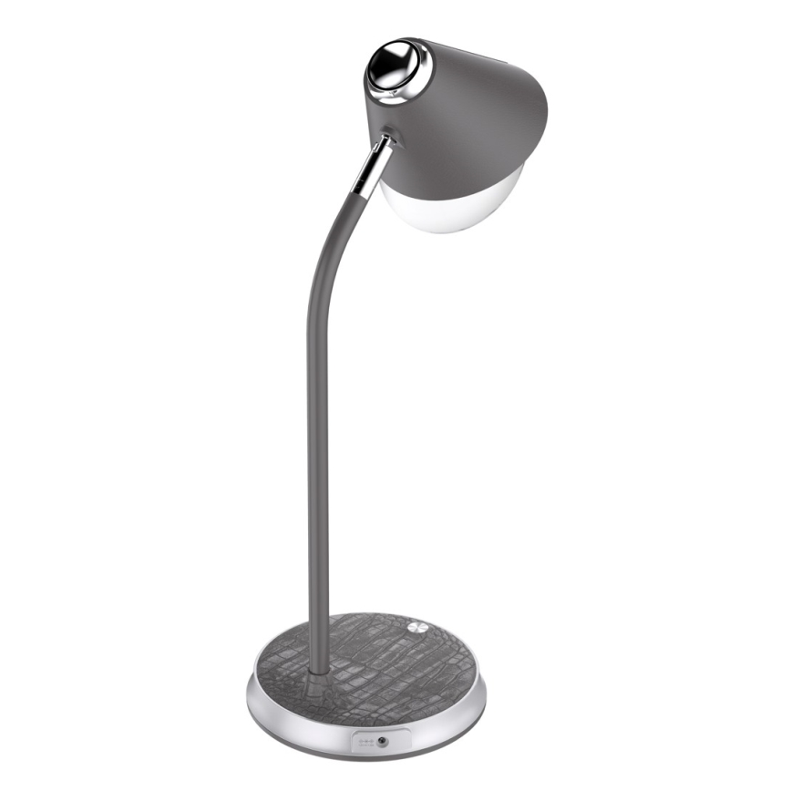 Lampada da tavolo LED dimmerabile con ricarica wireless	 FINCH LED/9W/12/230V grigio/cromo lucido