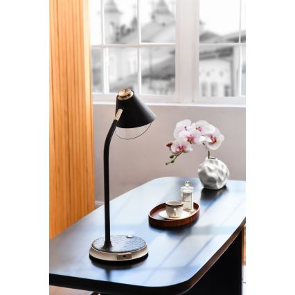 Lampe de table à intensité variable avec charge sans fil FINCH LED/9W/12/230V gris/chrome brillant