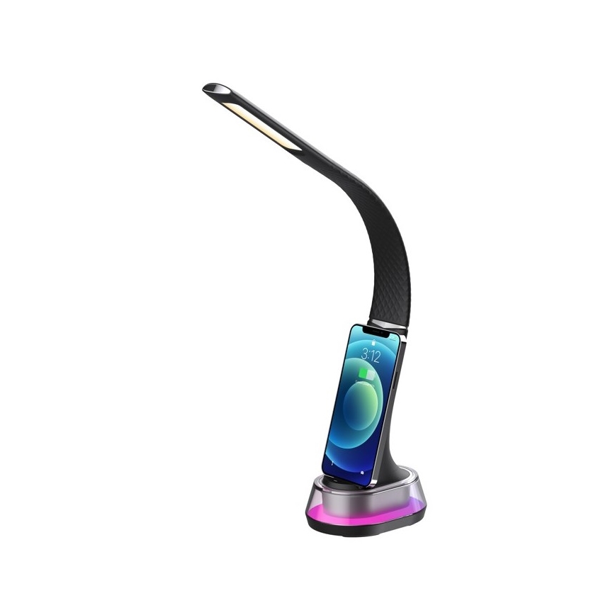 LED RGB Lampada da tavolo dimmerabile con ricarica wireless CORELLA LED/7W/12/230V nero