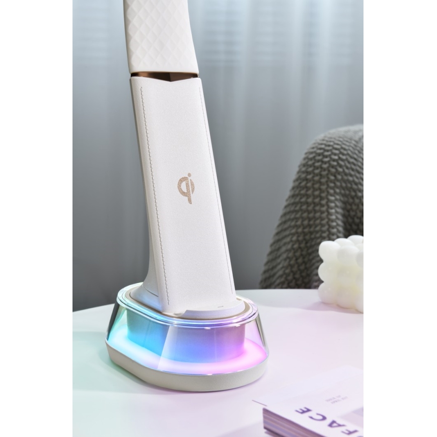 LED RGB dimmbare Tischlampe mit kabelloser Ladefunktion CORELLA LED/7W/12/230V weiß