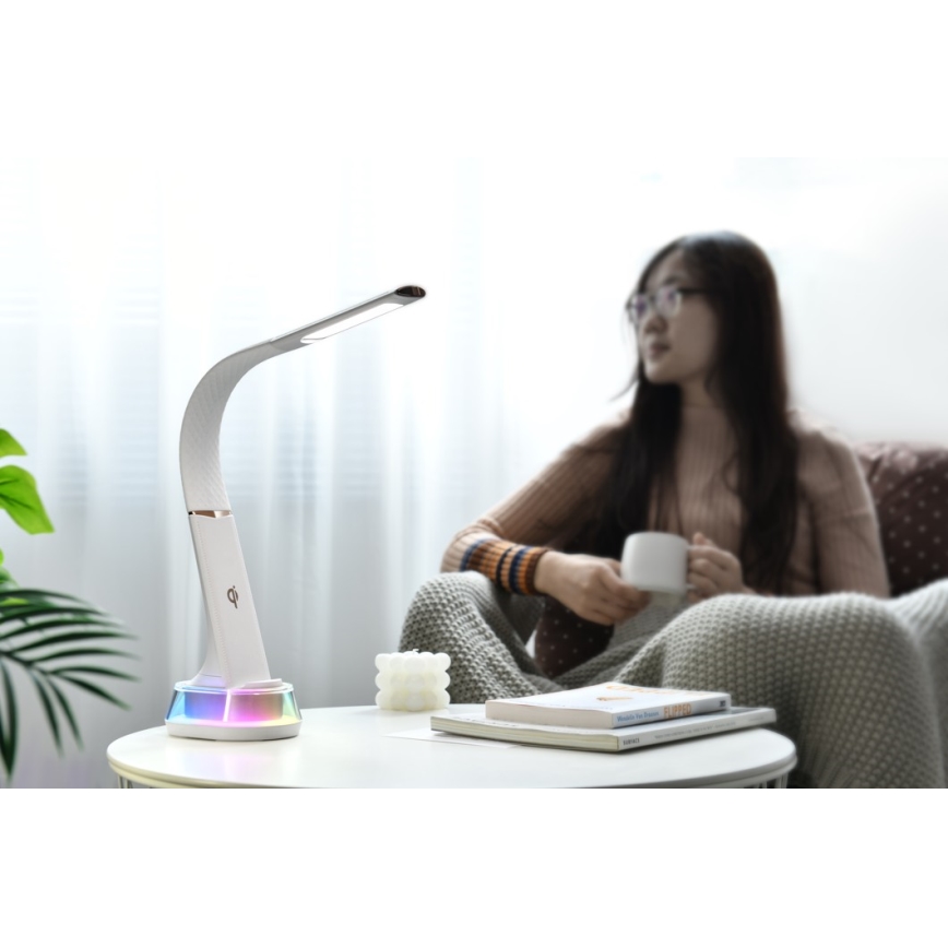 LED RGB Lampada da tavolo dimmerabile con ricarica wireless CORELLA LED/7W/12/230V bianco