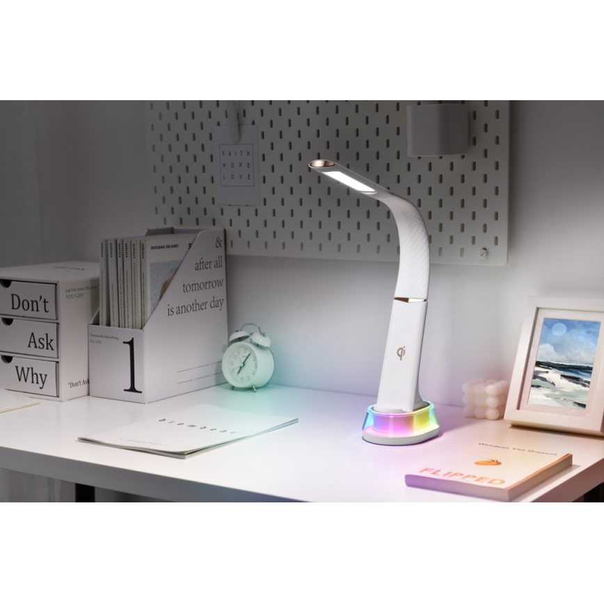 LED RGB Lampada da tavolo dimmerabile con ricarica wireless CORELLA LED/7W/12/230V bianco
