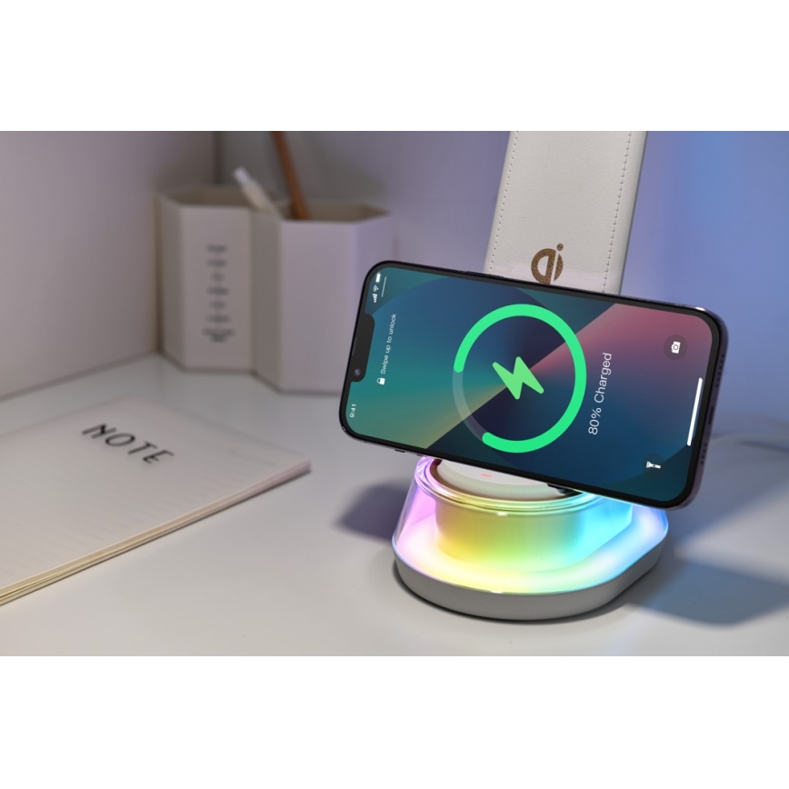 LED RGB Lampada da tavolo dimmerabile con ricarica wireless CORELLA LED/7W/12/230V bianco