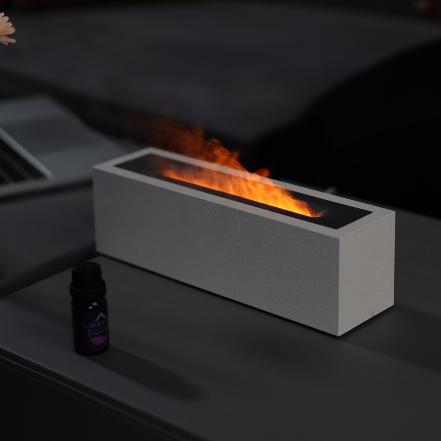 LED Diffuseur d'arômes et humidificateur d'air avec fausse flamme LED/10W/5V