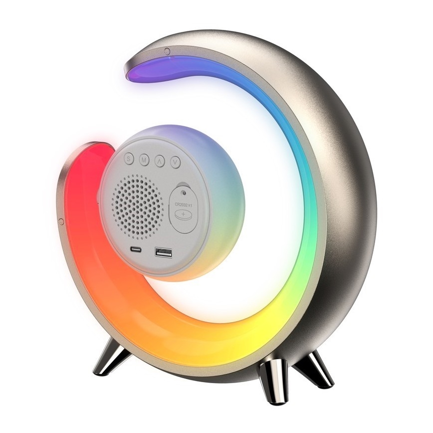 LED RGBW Lampe de table à intensité variable avec réveil PEACOCK LED/20W/5V USB