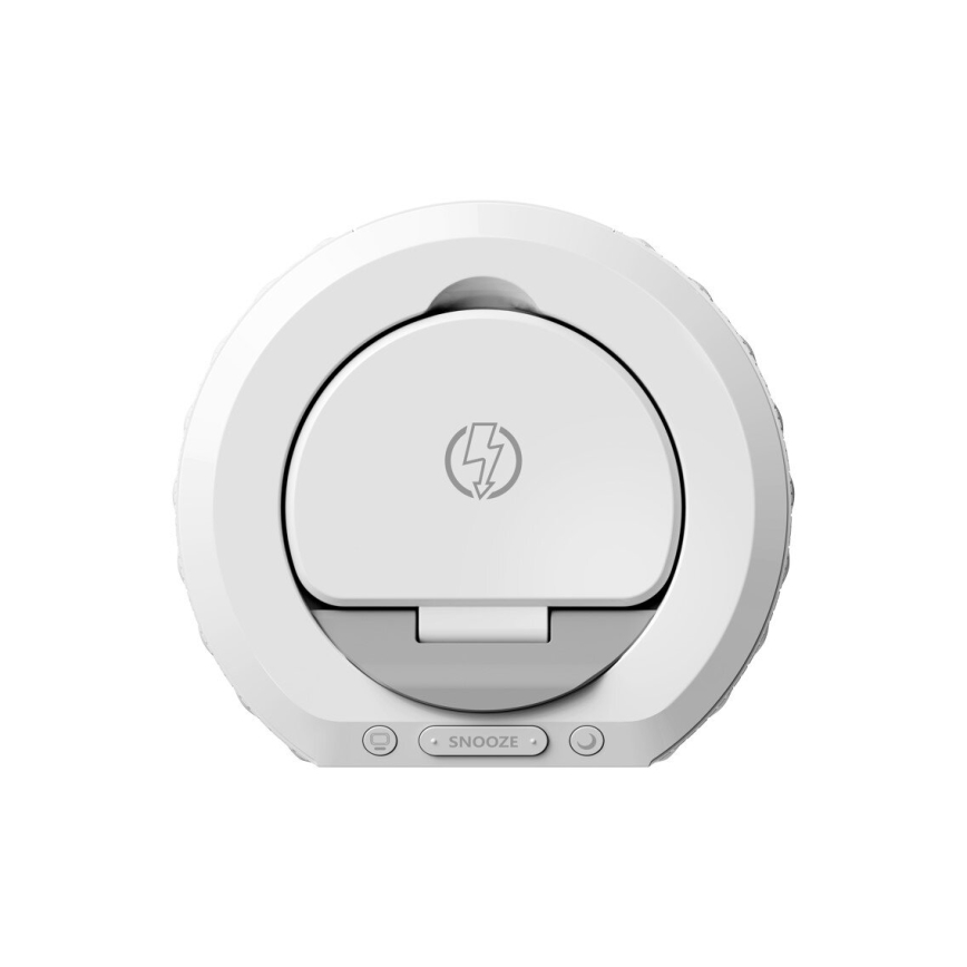 Orologio a sveglia con display LCD e senza fili Qi charger 27W/9V bianco