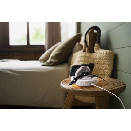 Réveil avec écran LCD et sans fil Qi charger 27W/9V blanc