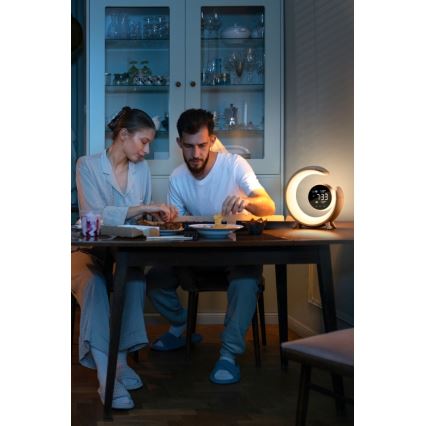 Lampe de table RGBW à intensité variable avec réveil LED/20W/5V USB argent
