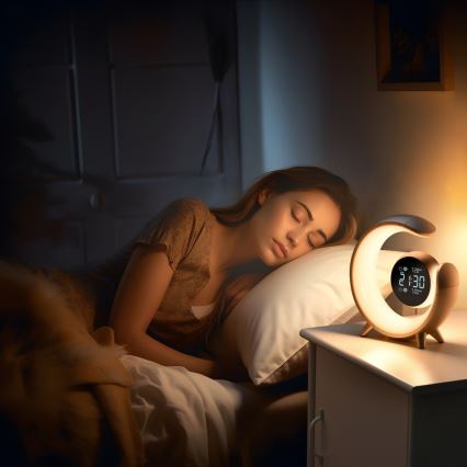 LED RGBW Lampada da tavolo dimmerabile con sveglia LED/20W/5V USB argento