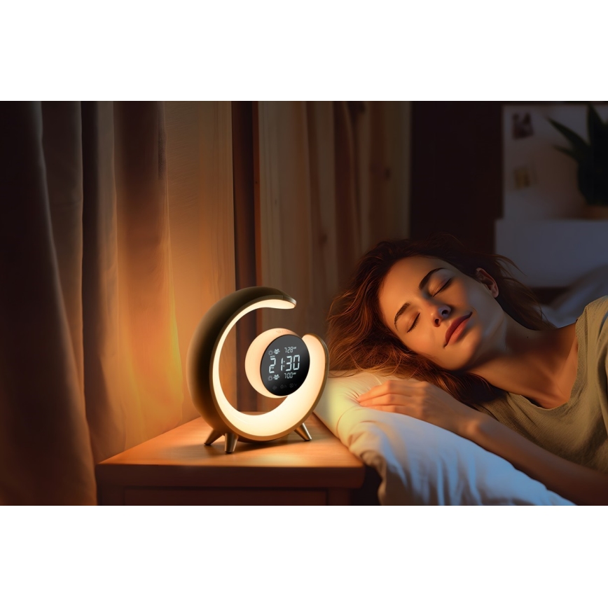 LED RGBW Lampada da tavolo dimmerabile con sveglia LED/20W/5V USB argento