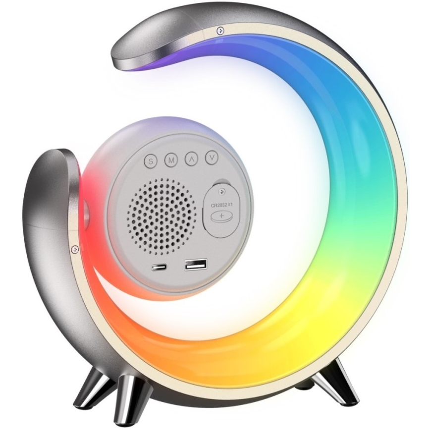 LED RGBW Lampada da tavolo dimmerabile con sveglia LED/20W/5V USB argento