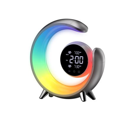 LED RGBW Lampada da tavolo dimmerabile con sveglia LED/20W/5V USB argento