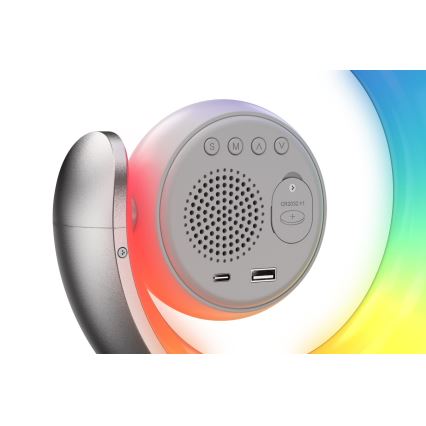 LED RGBW Lampada da tavolo dimmerabile con sveglia LED/20W/5V USB argento