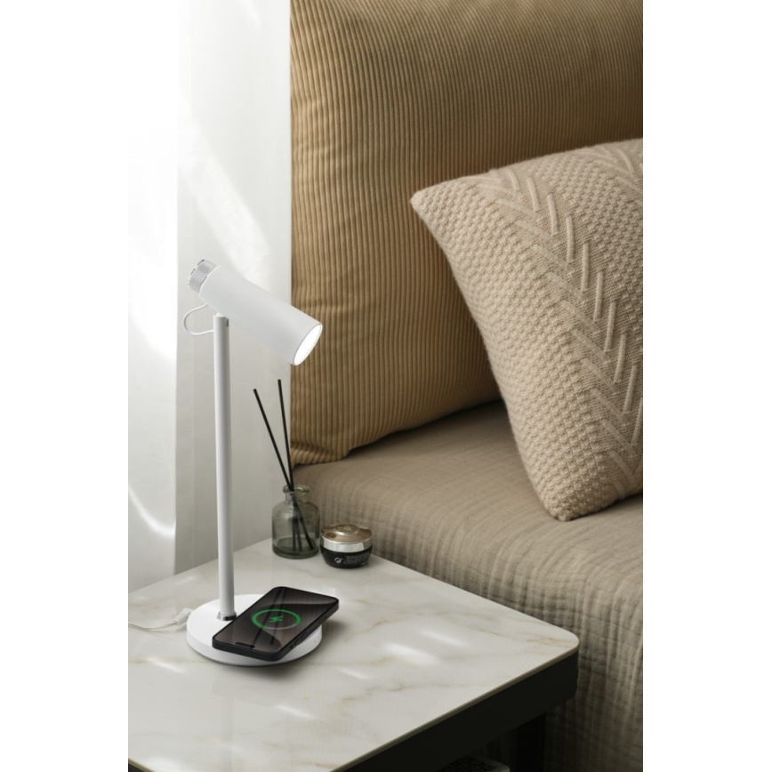 Lampada da tavolo LED dimmerabile con senza fili Qi di ricarica TIT LED/12W/230V bianco