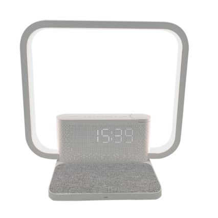 Dimmbare LED-Tischleuchte mit Wecker und Qi-Aufladung LED/18W/230V weiß