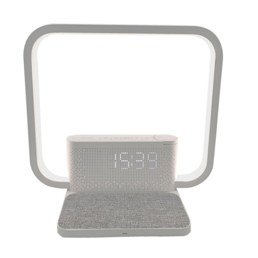 Lampe de table à intensité variable avec réveil et Qi charge LED/18W/230V blanc