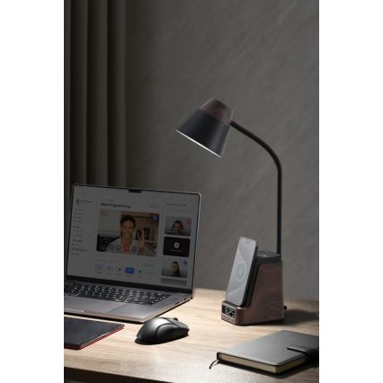 Lampada da tavolo LED+CCT dimmerabile con ricarica wireless QI IDEAL LED/8W/230V 2700/4000/5000K marrone