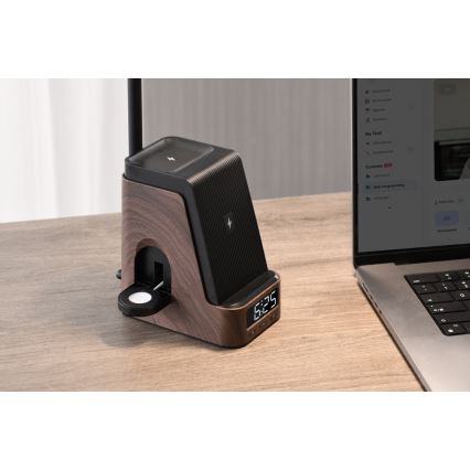 LED+CCT dimmbare Tischlampe mit kabellosem QI-Ladepad IDEAL LED/8W/230V 2700/4000/5000K braun