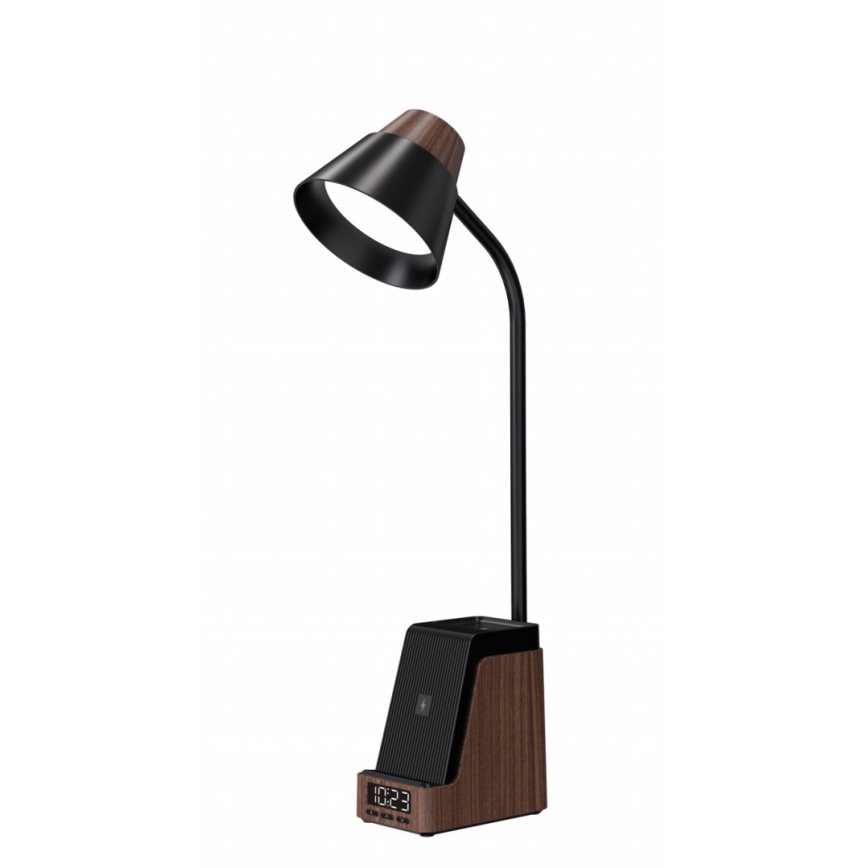 LED+CCT dimmbare Tischlampe mit kabellosem QI-Ladepad IDEAL LED/8W/230V 2700/4000/5000K braun