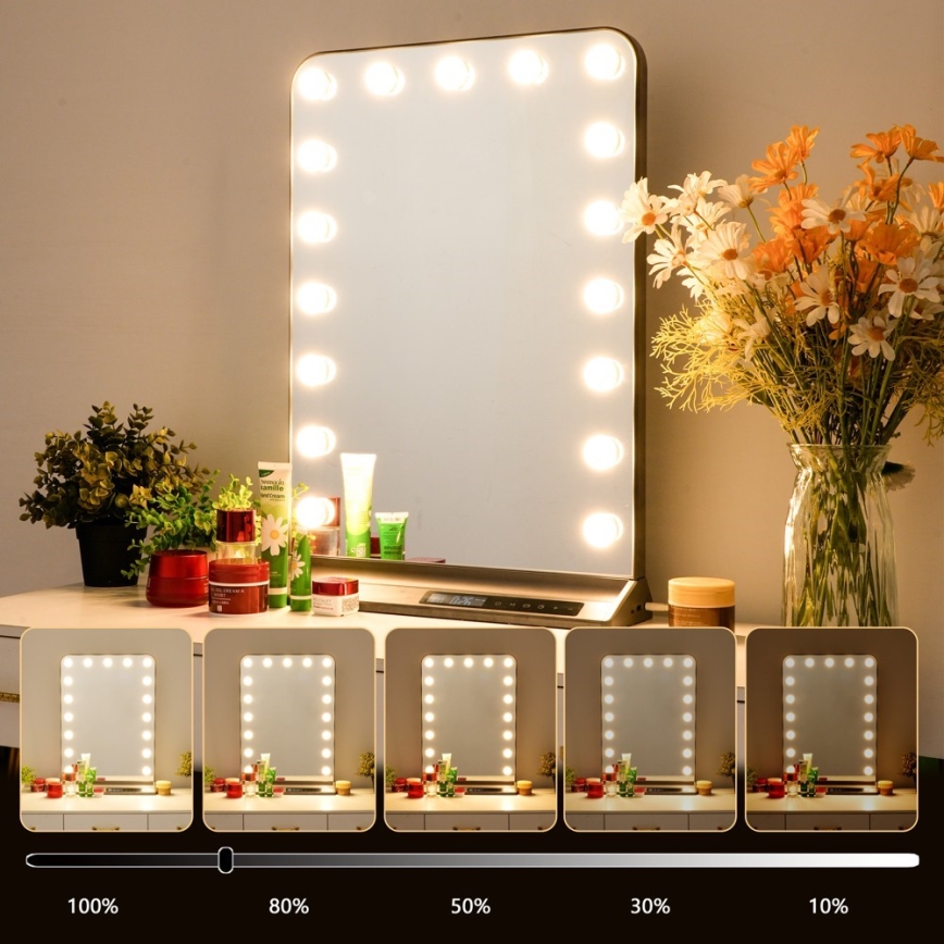 Dimmbarer LED-Make-up-Spiegel HOLLYWOOD LED/18W/230V 3000/4200/6000K grau