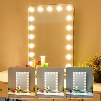 Dimmbarer LED-Make-up-Spiegel HOLLYWOOD LED/18W/230V 3000/4200/6000K grau
