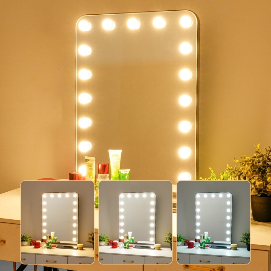 Dimmbarer LED-Make-up-Spiegel HOLLYWOOD LED/18W/230V 3000/4200/6000K grau