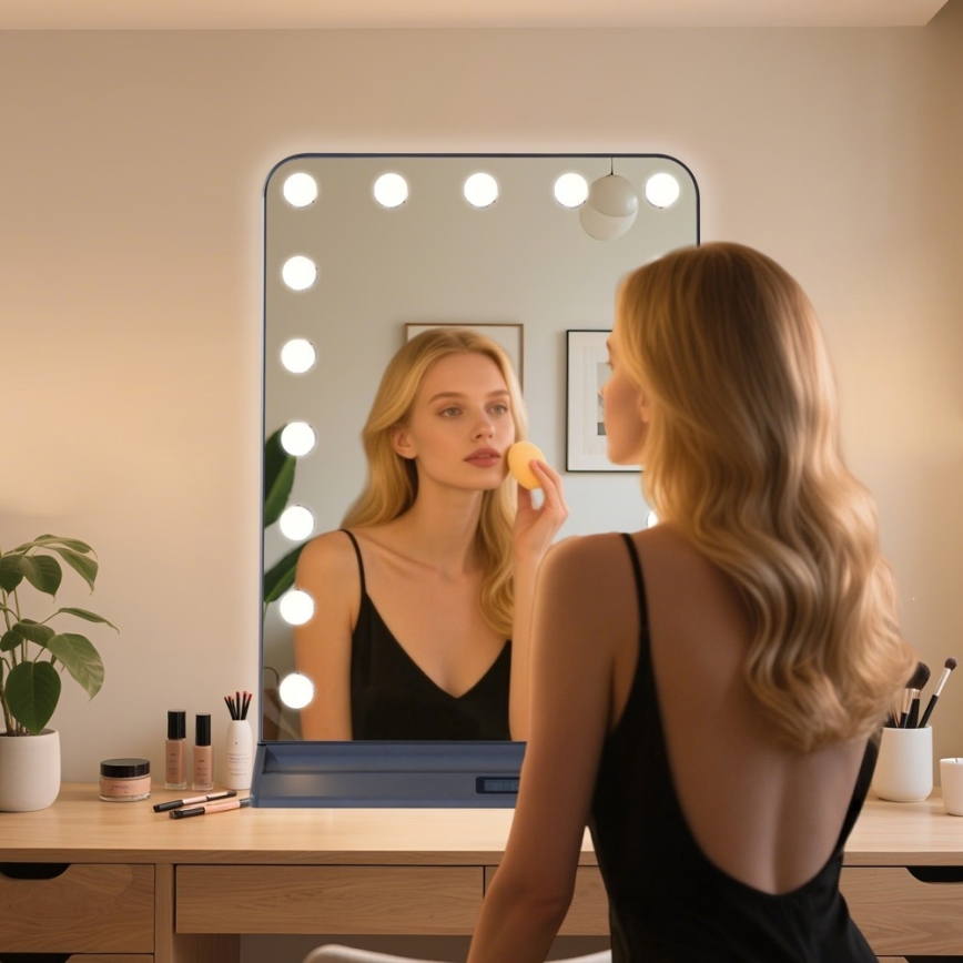 Dimmbarer LED-Make-up-Spiegel HOLLYWOOD LED/18W/230V 3000/4200/6000K grau