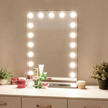 Dimmbarer LED-Make-up-Spiegel HOLLYWOOD LED/18W/230V 3000/4200/6000K grau