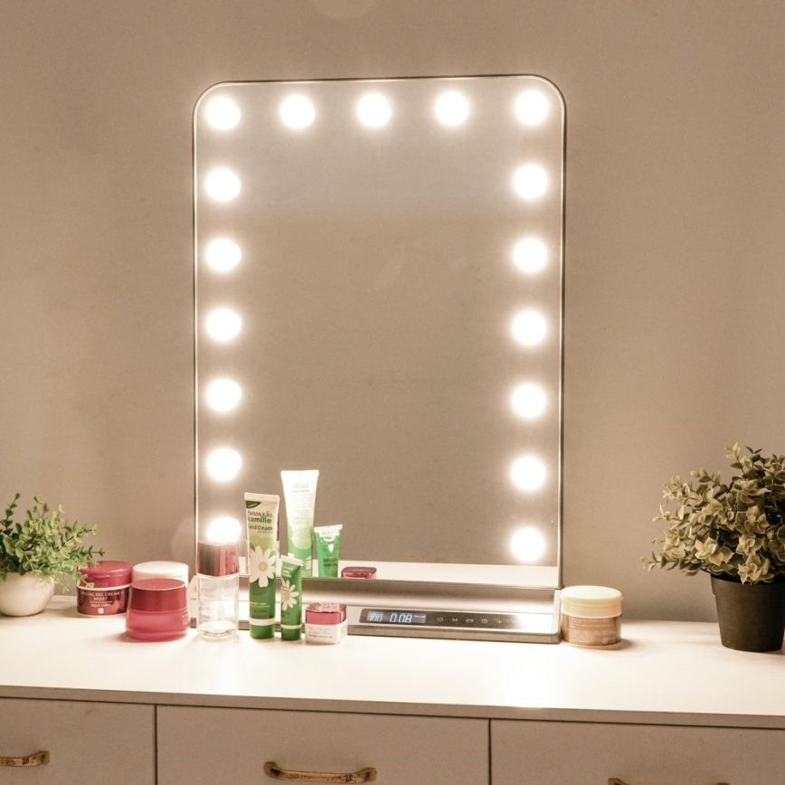 Dimmbarer LED-Make-up-Spiegel HOLLYWOOD LED/18W/230V 3000/4200/6000K grau